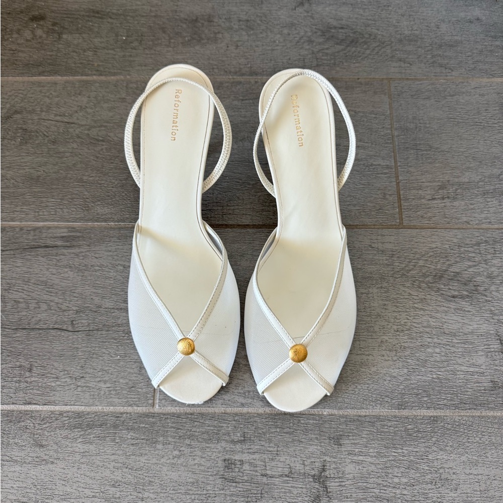 Reformation Paula Slingback Heel – White Mesh – Size 9.5 - Picture 5 of 7